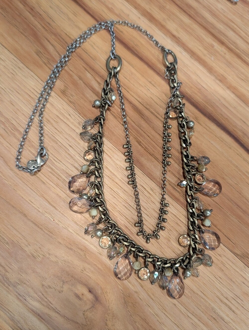 LOFT Champagne and Clear Faceted Teardrop Necklace